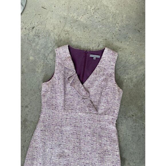 Classiques Entier Dress Tweed Purple White Ruffle Sheath Sleeveless Size 10 - Picture 3 of 11